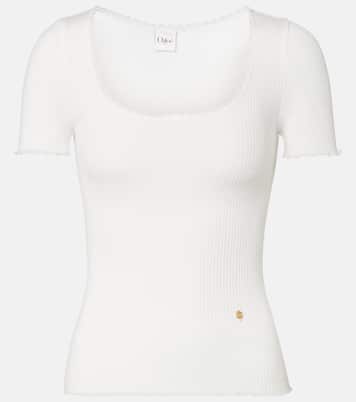 T-Shirt aus Baumwolle mit Spitze | Chloé