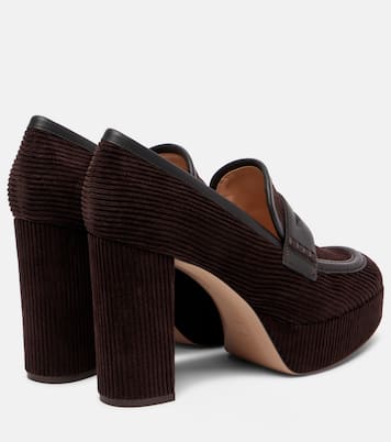 Loafer-Pumps aus Cord mit Leder | Gianvito Rossi