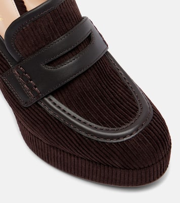 Loafer-Pumps aus Cord mit Leder | Gianvito Rossi