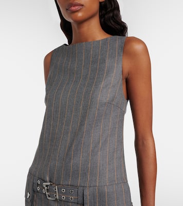 Belted pinstripe minidress | Ganni