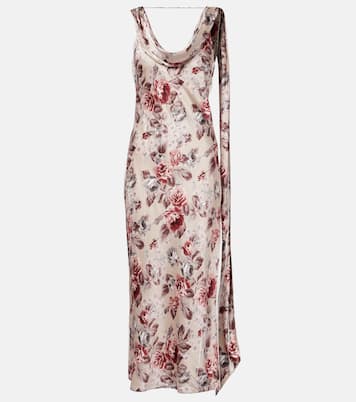 Scarf-detail floral midi dress | Acne Studios