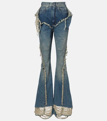 Silvered distressed flared jeans | Rick Owens