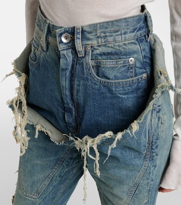 Silvered distressed flared jeans | Rick Owens