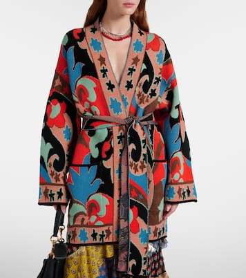 Jacquard wool-blend wrap cardigan | Etro
