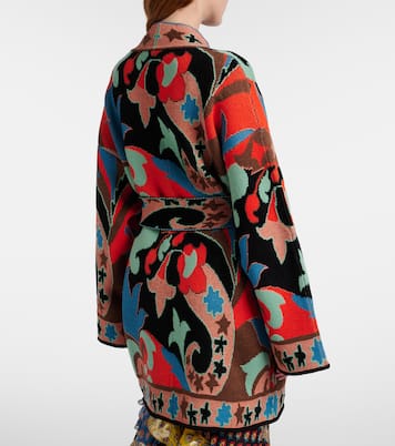 Jacquard wool-blend wrap cardigan | Etro