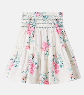 Floral shirred cotton skirt | C'era Una Volta