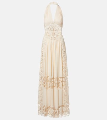 Georgette and macramé gown | Elie Saab