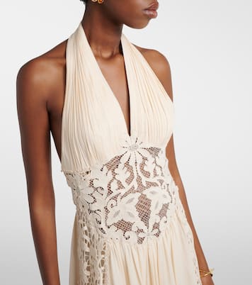 Georgette and macramé gown | Elie Saab