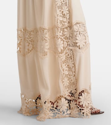 Georgette and macramé gown | Elie Saab