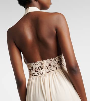 Georgette and macramé gown | Elie Saab