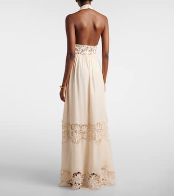 Georgette and macramé gown | Elie Saab