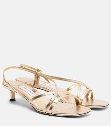 Slingback-Sandalen Farris aus Metallic-Leder | Jimmy Choo