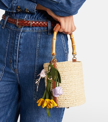 Small raffia bucket bag | Self-Portrait