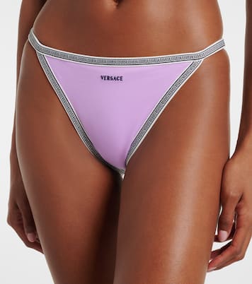Logo embroidered bikini bottoms | Versace