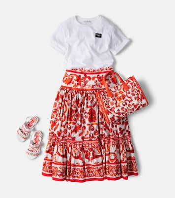 Falda Majolica de popelín de algodón | Dolce&Gabbana Kids