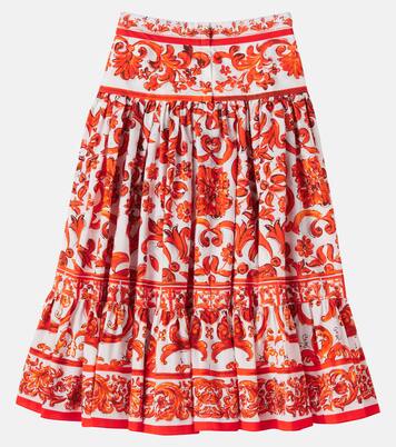 Falda Majolica de popelín de algodón | Dolce&Gabbana Kids