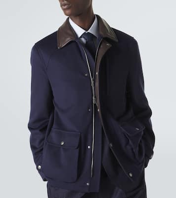 Leather-trimmed wool jacket | Brunello Cucinelli