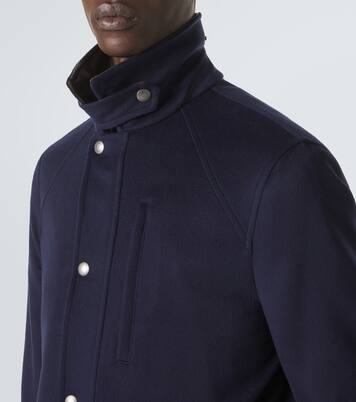Leather-trimmed wool jacket | Brunello Cucinelli