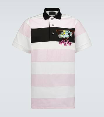 Camera print striped polo shirt | Prada