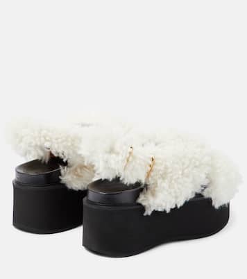 Sandalen aus Leder mit Shearling | Marni