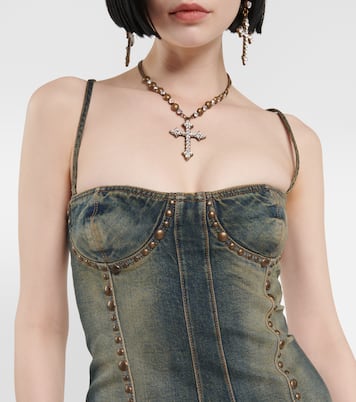 Abito lungo in denim con decorazione | Blumarine