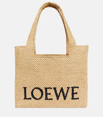 Tote Medium Paula's Ibiza de rafia con logo | Loewe
