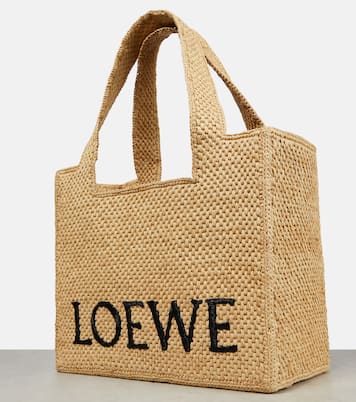 Tote Medium Paula's Ibiza de rafia con logo | Loewe