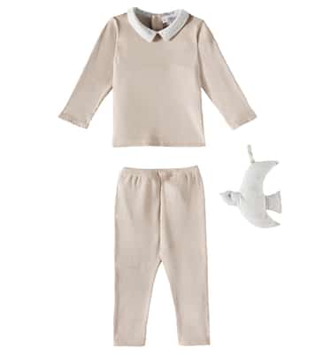 Bébé – Set top, pantalon et peluche Denice en coton | Bonpoint