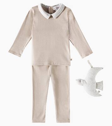 Bébé – Set top, pantalon et peluche Denice en coton | Bonpoint