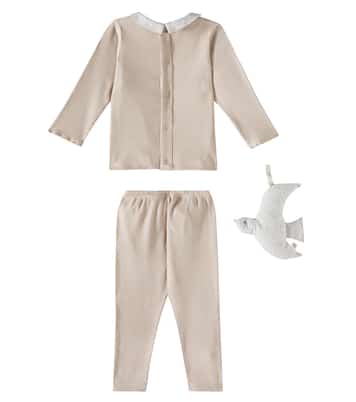 Bébé – Set top, pantalon et peluche Denice en coton | Bonpoint