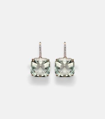 14kt gold earrings with amethysts and diamonds | Mateo