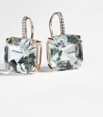 14kt gold earrings with amethysts and diamonds | Mateo