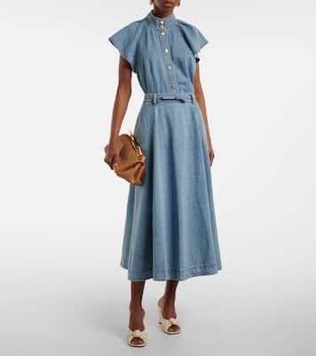 Camisa Crush Flutter Sleeve en denim | Zimmermann