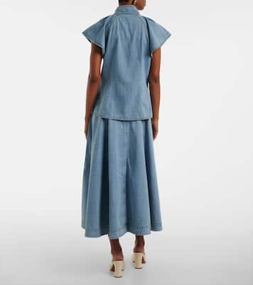 Camisa Crush Flutter Sleeve en denim | Zimmermann