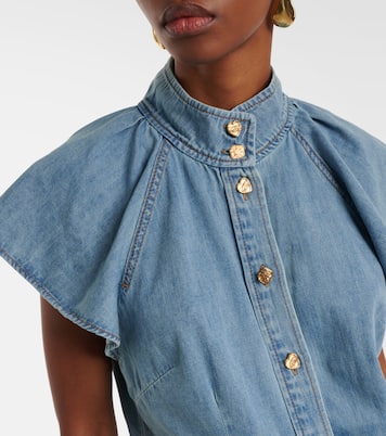 Camisa Crush Flutter Sleeve en denim | Zimmermann