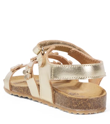 Sandales en cuir métallisé à fleurs | PèPè
