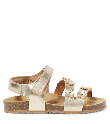 Sandales en cuir métallisé à fleurs | PèPè