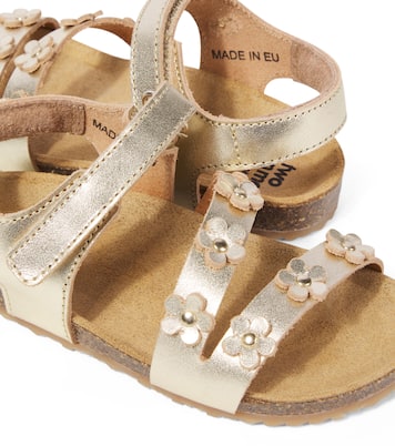 Sandales en cuir métallisé à fleurs | PèPè