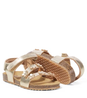 Sandales en cuir métallisé à fleurs | PèPè