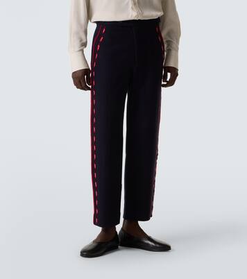 Pantaloni regular Carroll in lana con ricamo | Bode