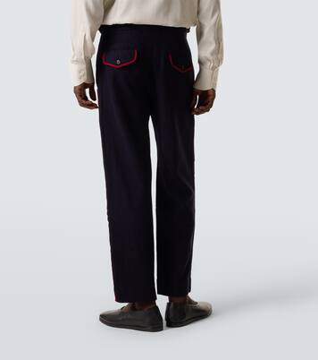 Pantaloni regular Carroll in lana con ricamo | Bode