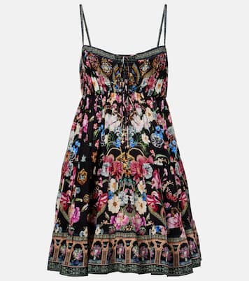 Robe imprimée en soie à cristaux | Camilla