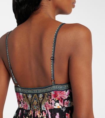 Robe imprimée en soie à cristaux | Camilla