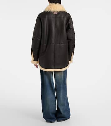 Lessora shearling-trimmed leather jacket | Acne Studios