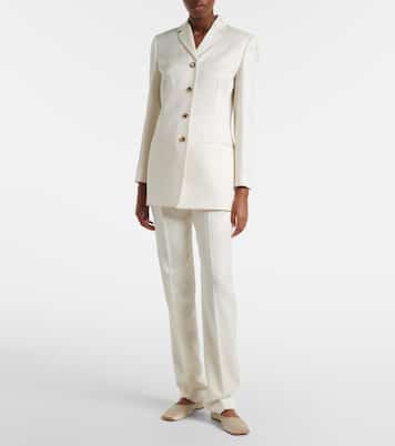 Lucia high-rise wool and silk slim pants | Calvin Klein Collection
