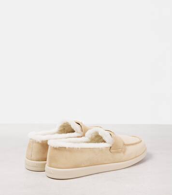 Loafers aus Veloursleder mit Shearling | Prada