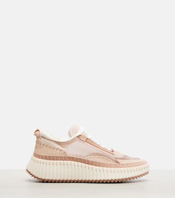 Nama leather-trimmed platform sneakers | Chloé