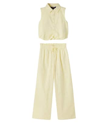 Top e pantaloni in pizzo sangallo di cotone  | Polo Ralph Lauren Kids