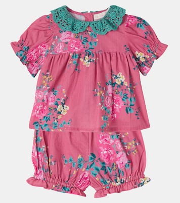Baby floral cotton top and shorts set | C'era Una Volta