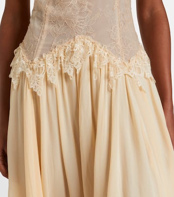 Lace-trimmed georgette maxi dress | Blumarine